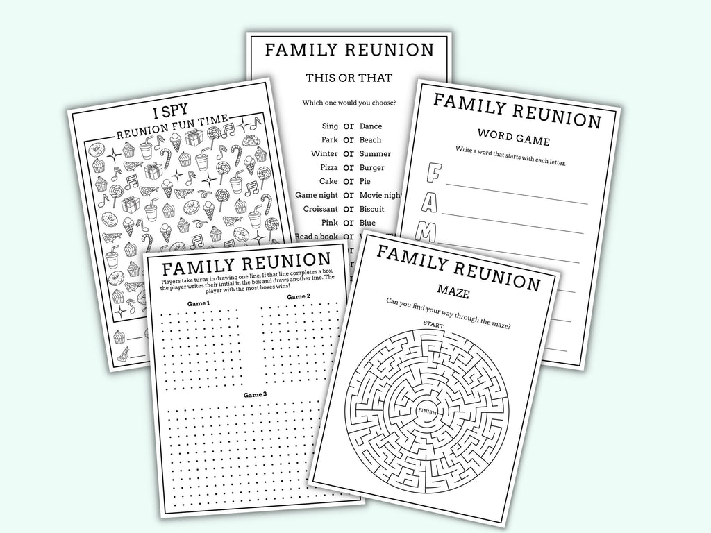 Family Reunion Games and Activities for Kids - 17 Pack