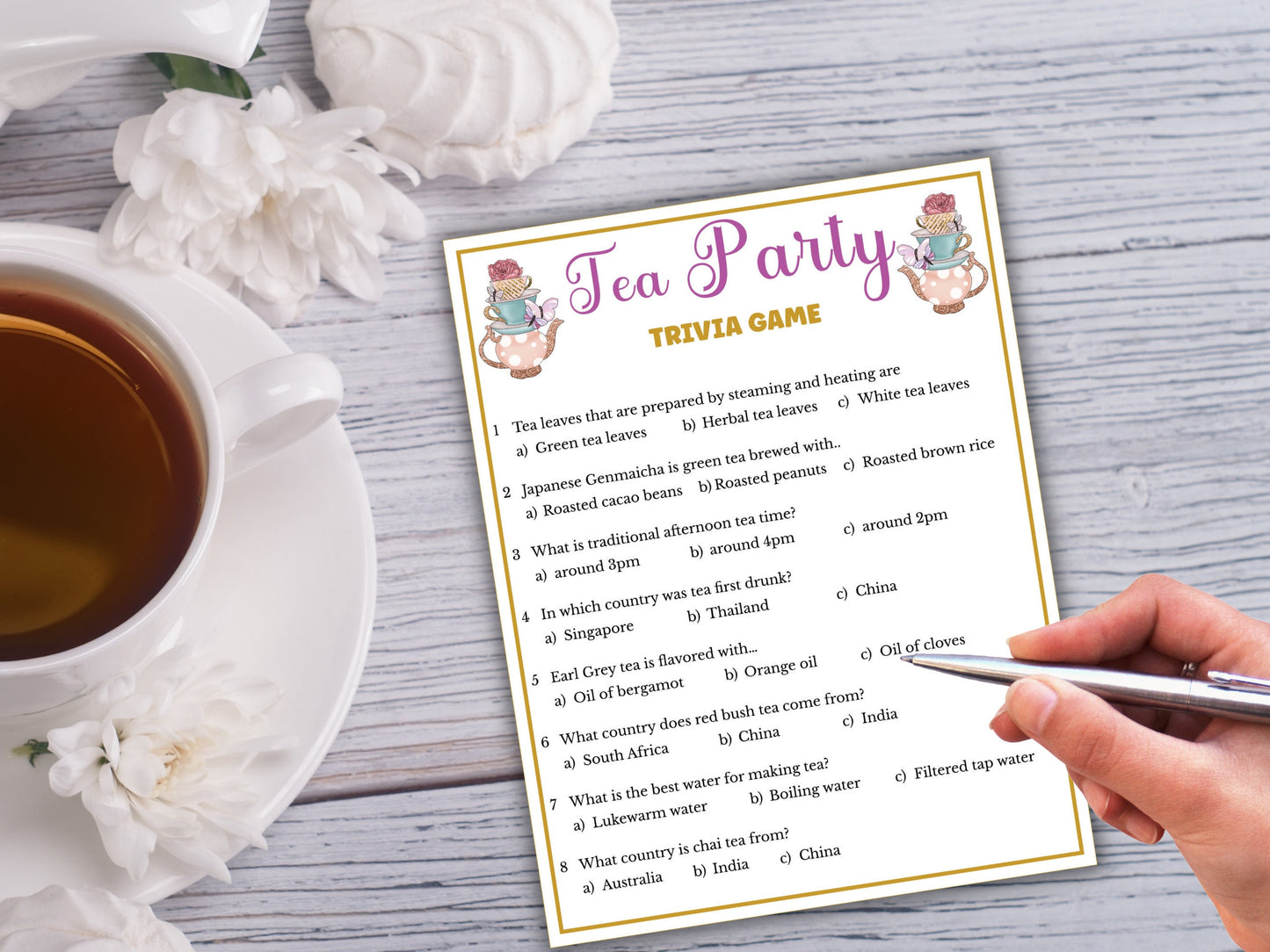 Tea Party Trivia Game