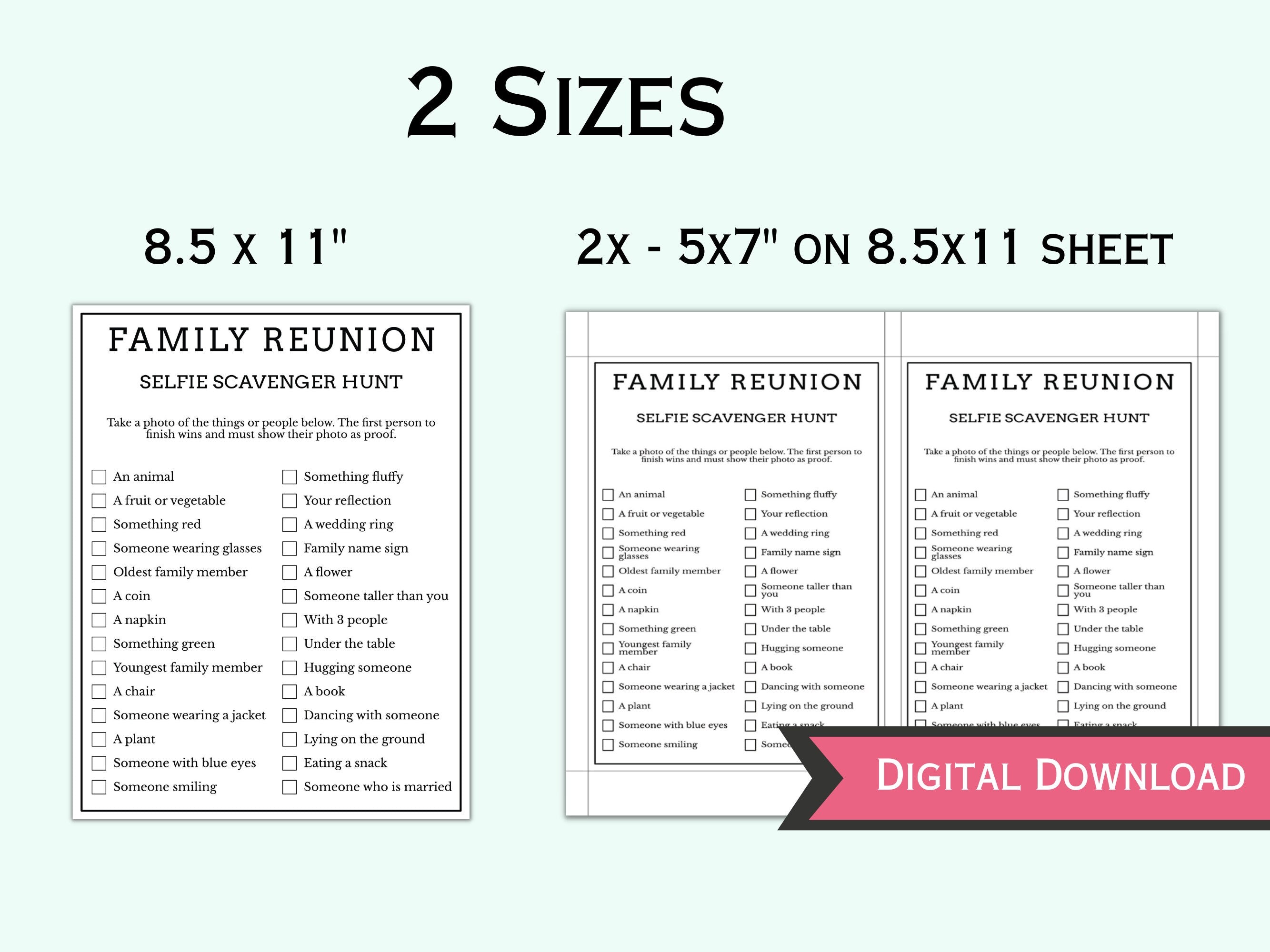 Family Reunion Selfie Scavenger Hunt Game