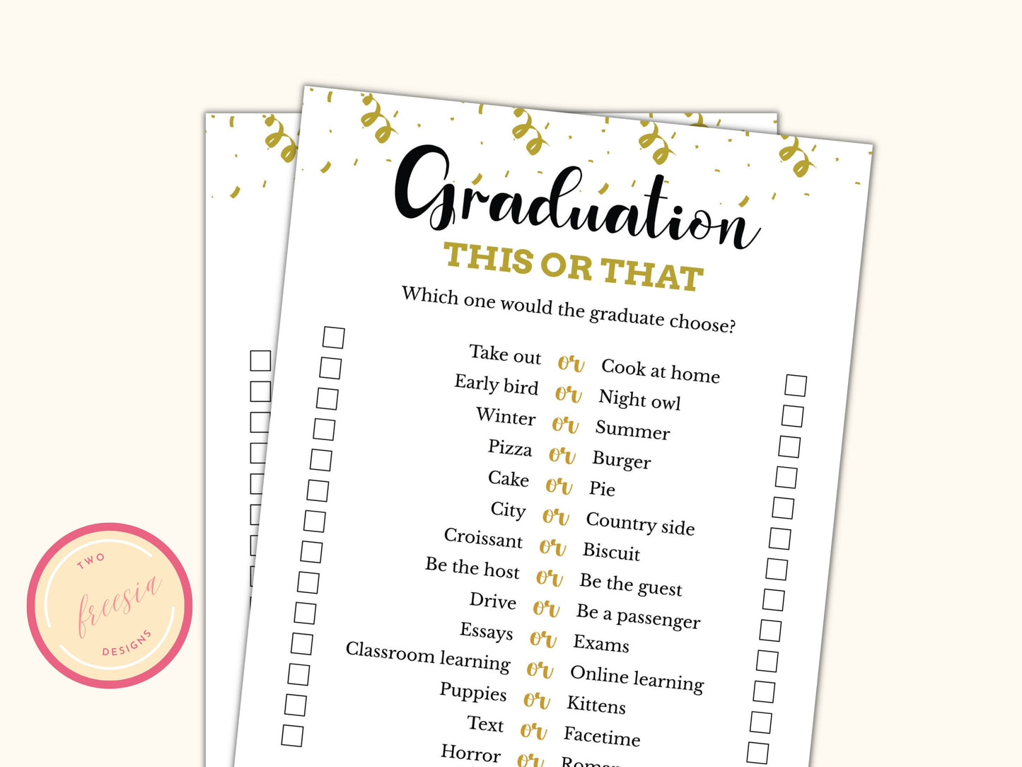 Graduation This or That Game