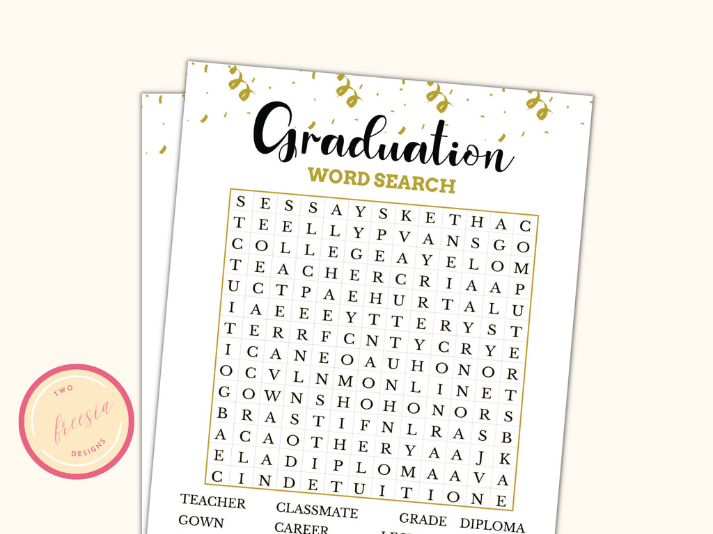 Graduation Word Search Game