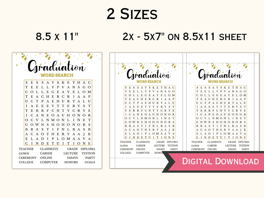 Graduation Word Search Game