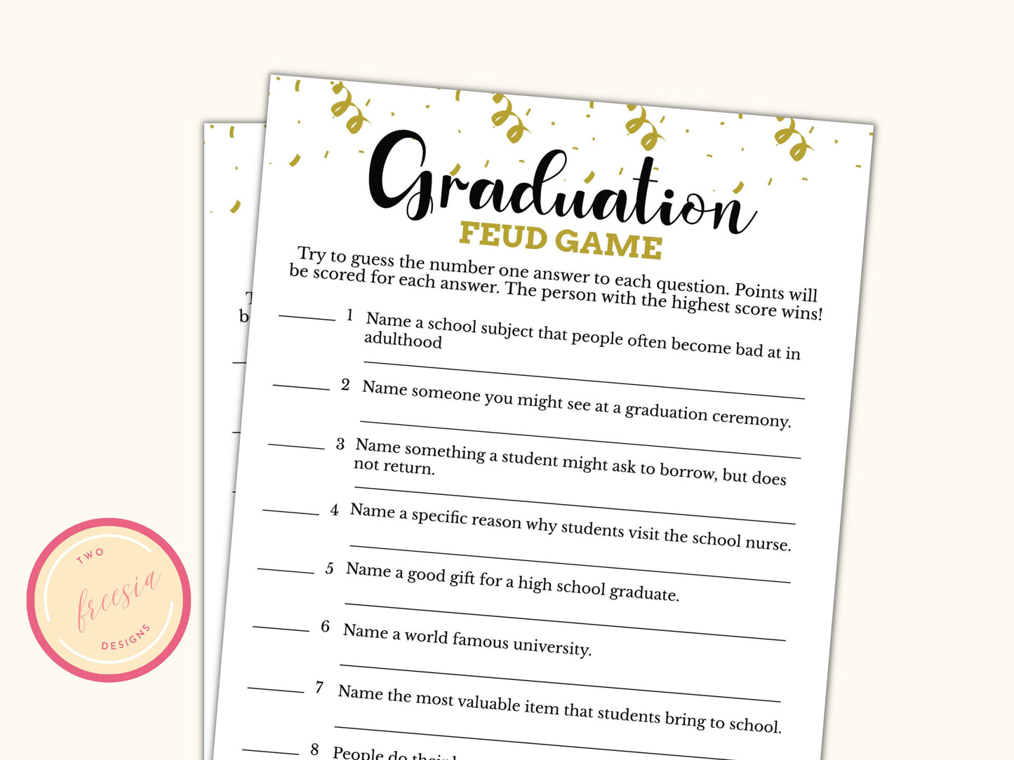 Graduation Feud Game