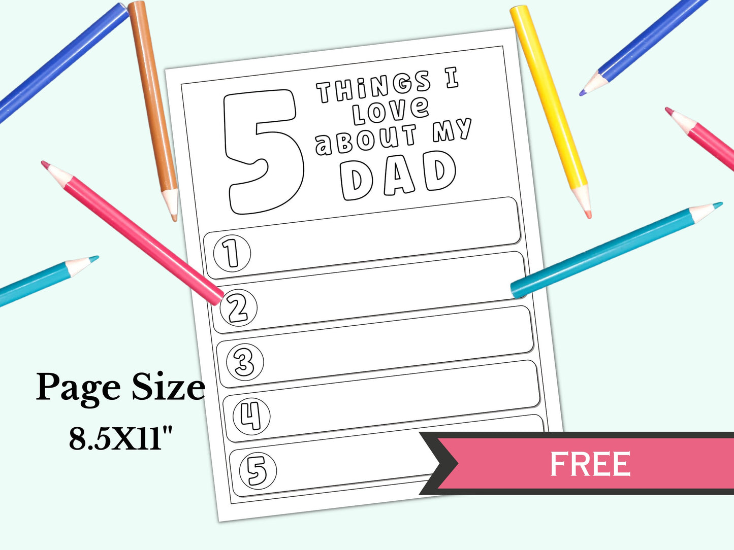 All about Dad Activity Placemat Printable