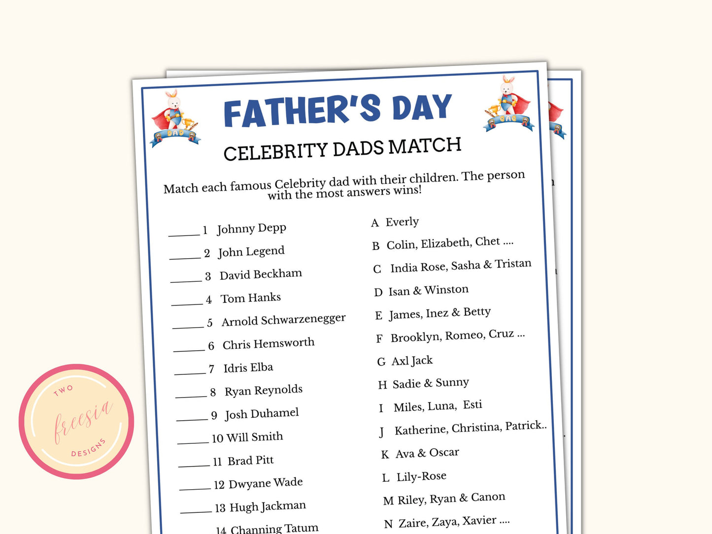Celebrity Dads Match - Father's Day Game