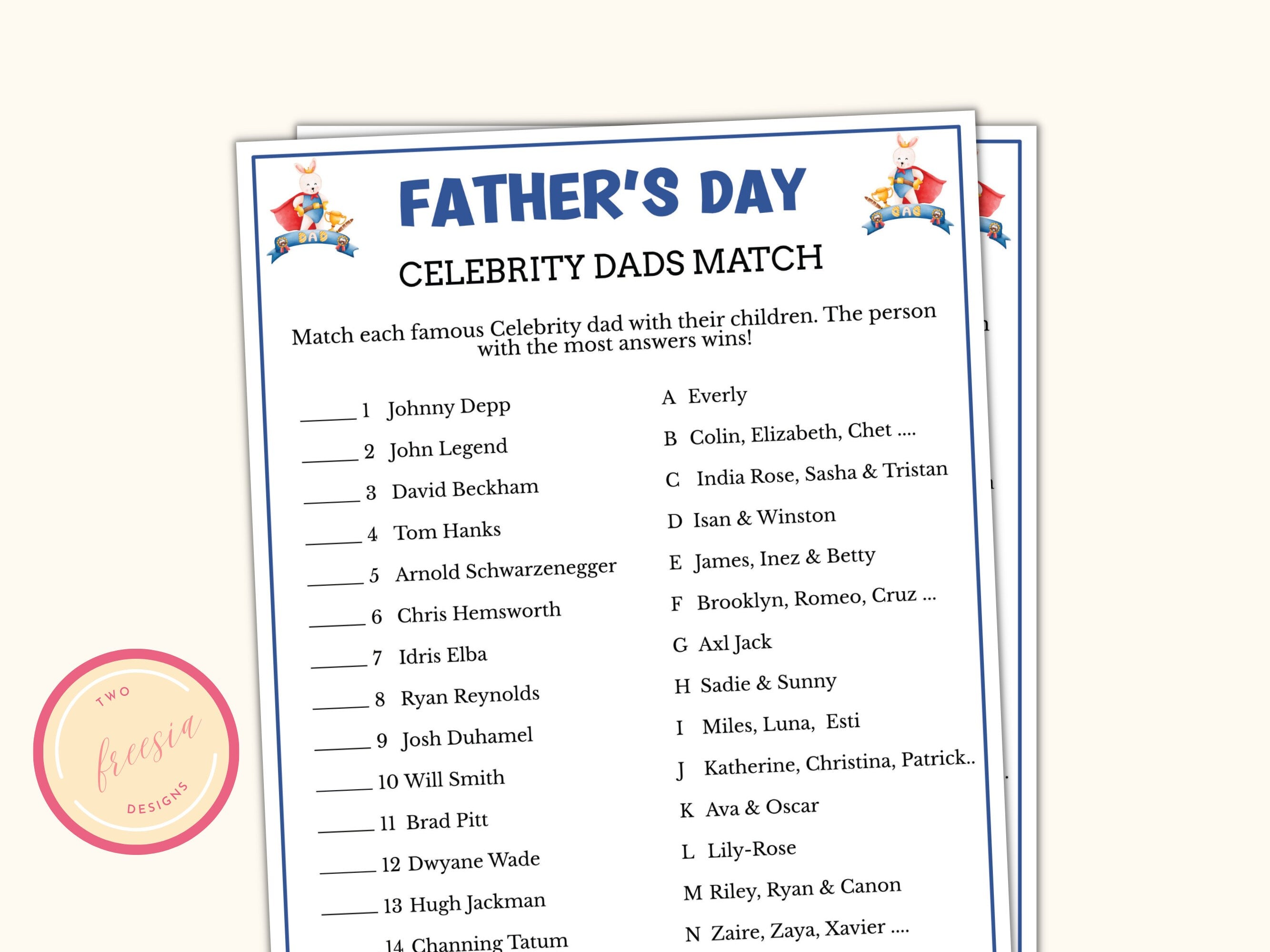 Celebrity Dads Match - Father's Day Game