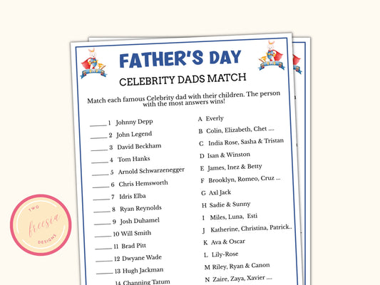 Celebrity Dads Match - Father's Day Game