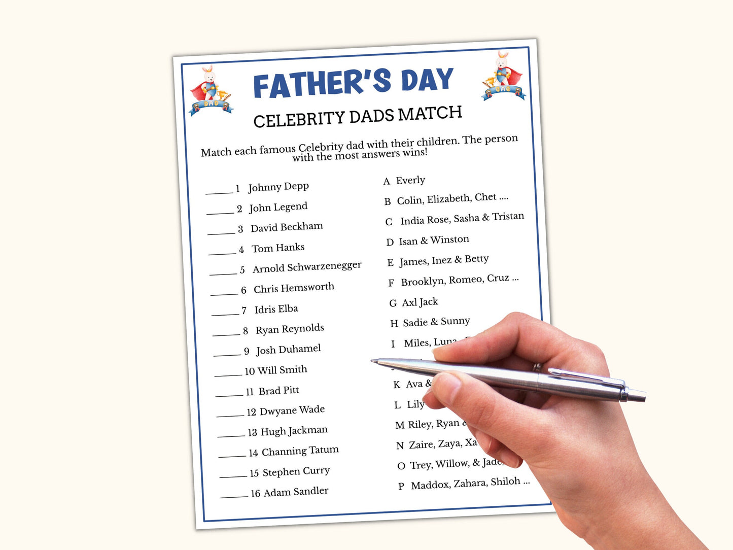 Celebrity Dads Match - Father's Day Game