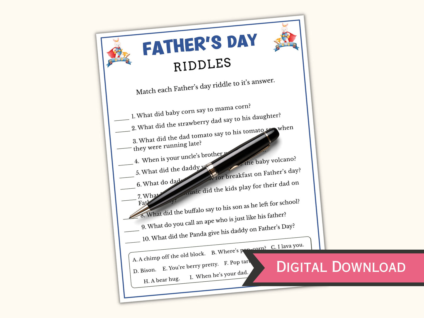 Father's Day Riddles Game