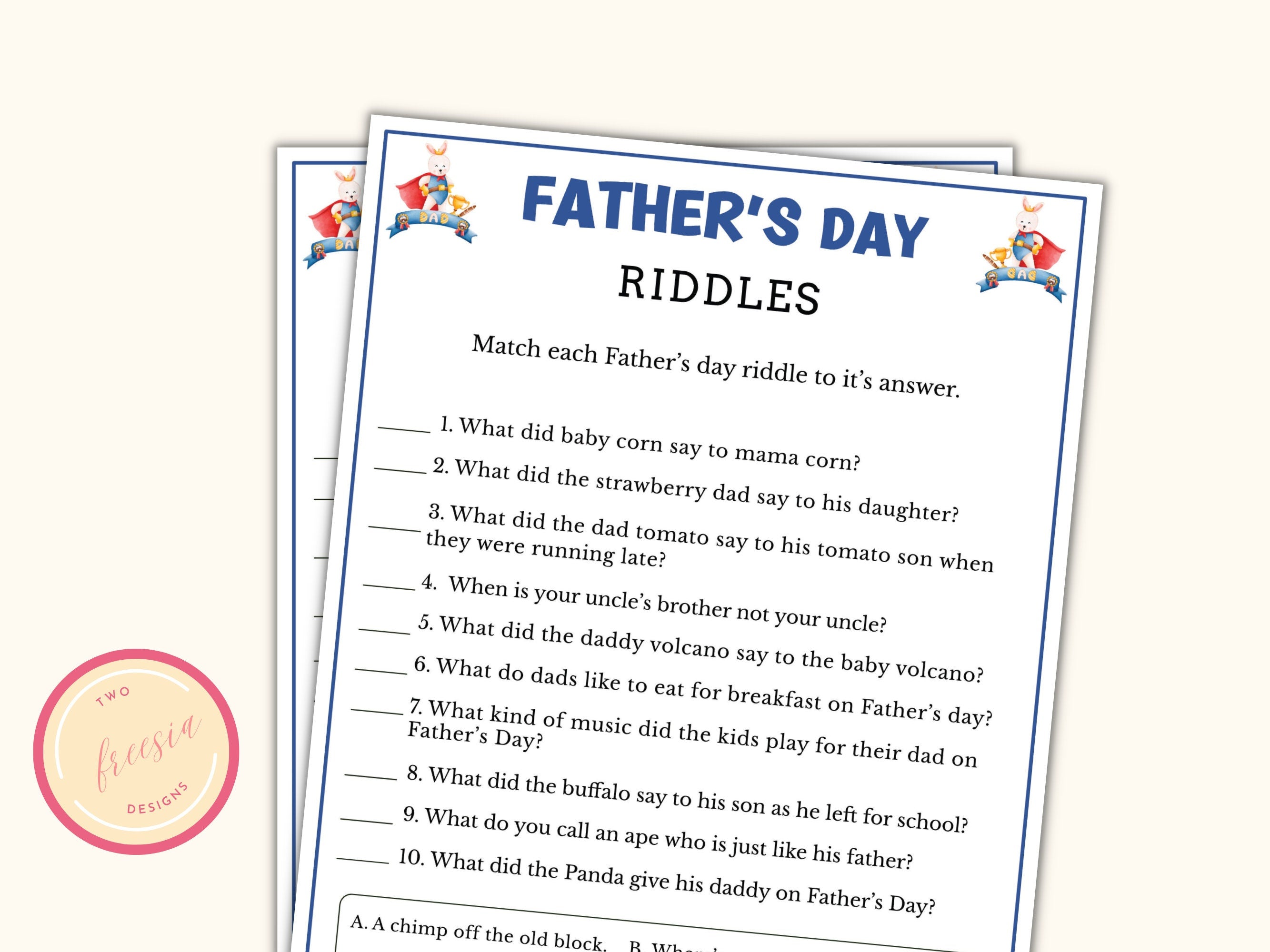 Father's Day Riddles Game - 2Freesia Designs – 2freesiadesigns
