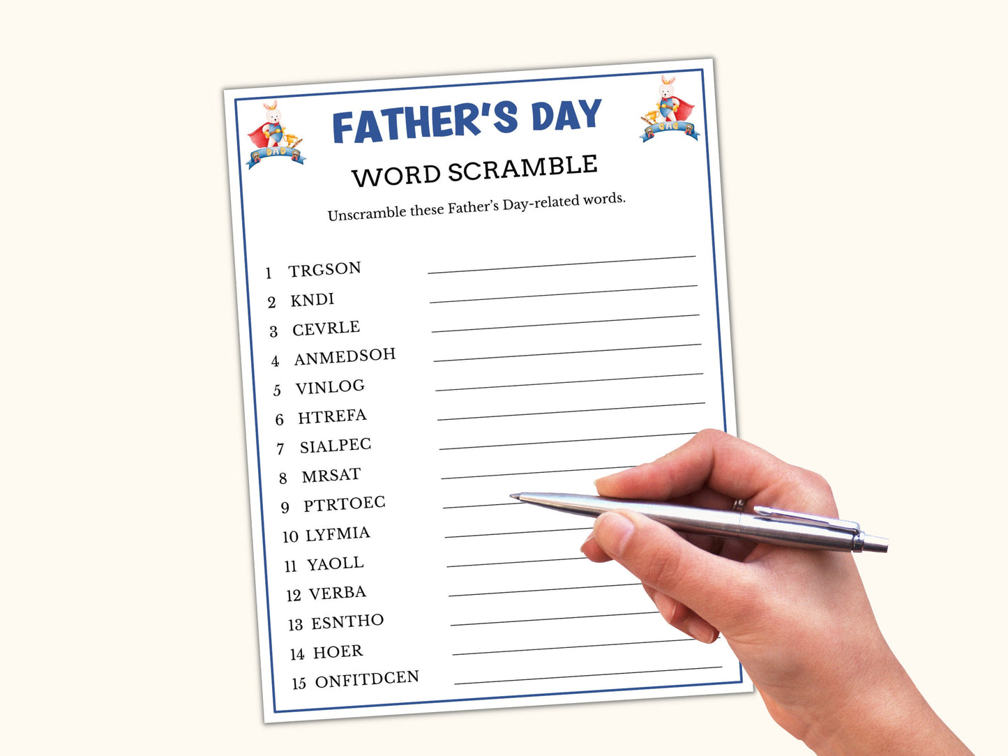 Father's Day Word Scramble Game