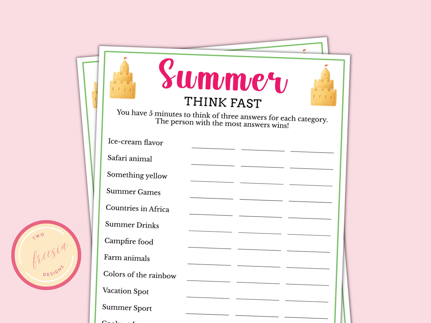 Summer Think Fast Game