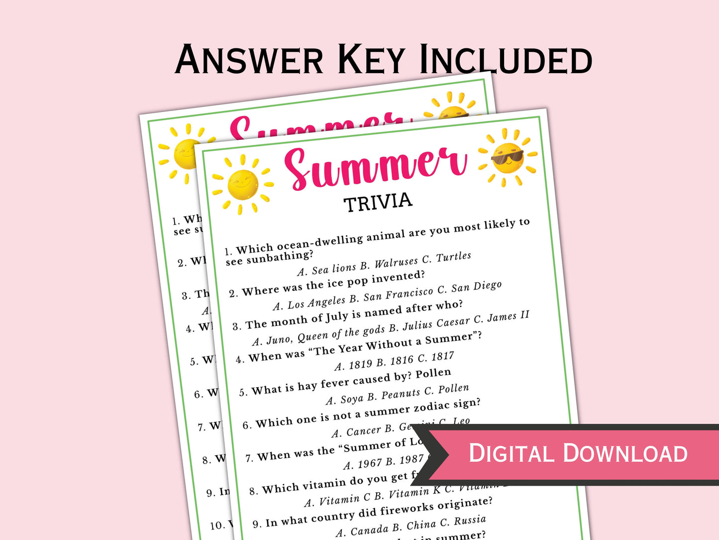 Summer Trivia Game