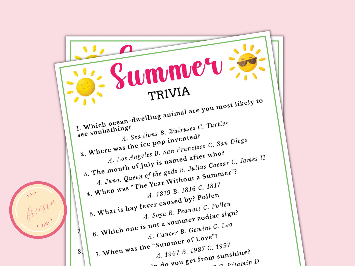 Summer Trivia Game