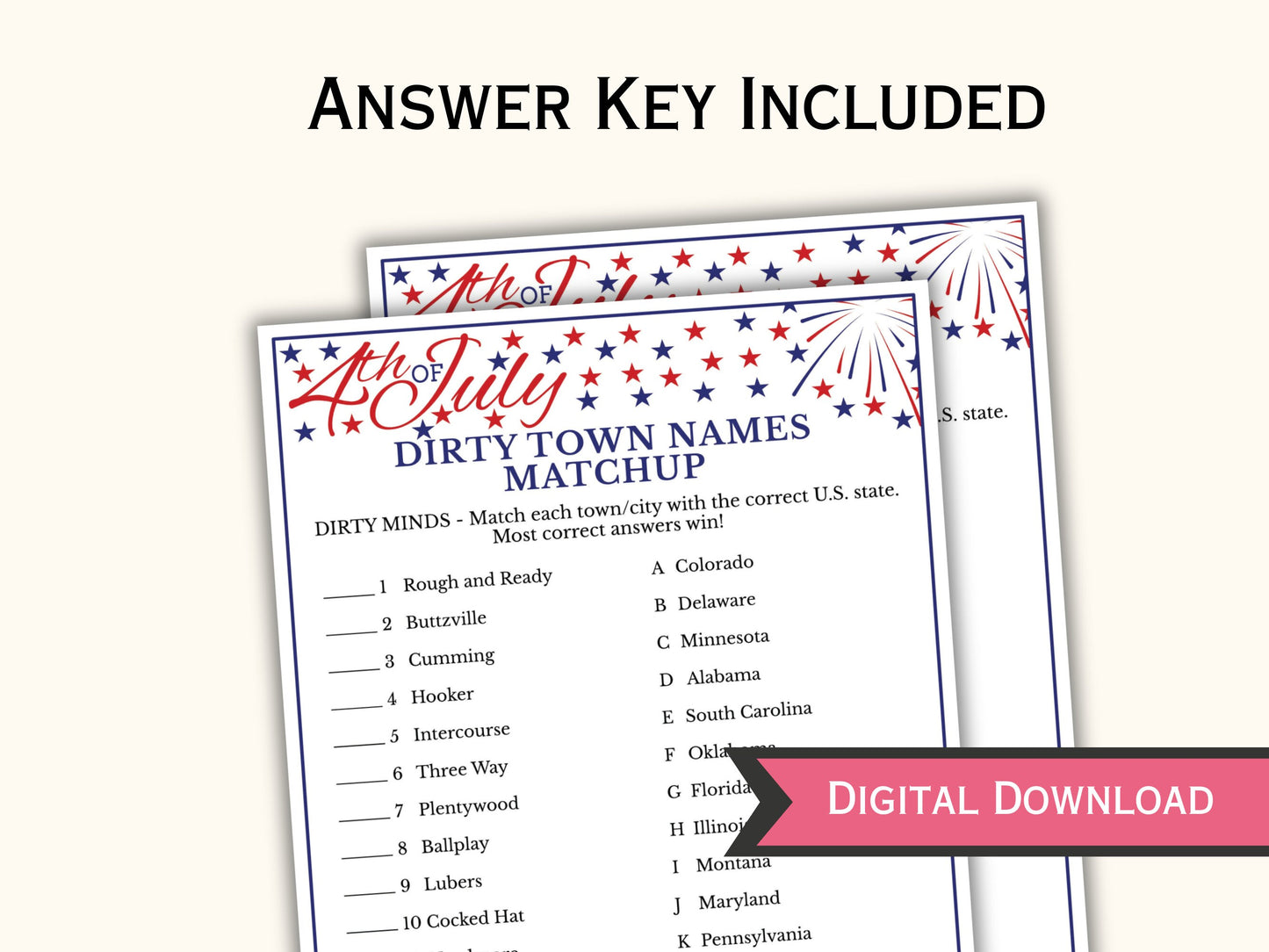 Printable Fourth of July Ice Breaker Party Games - 2 Pack