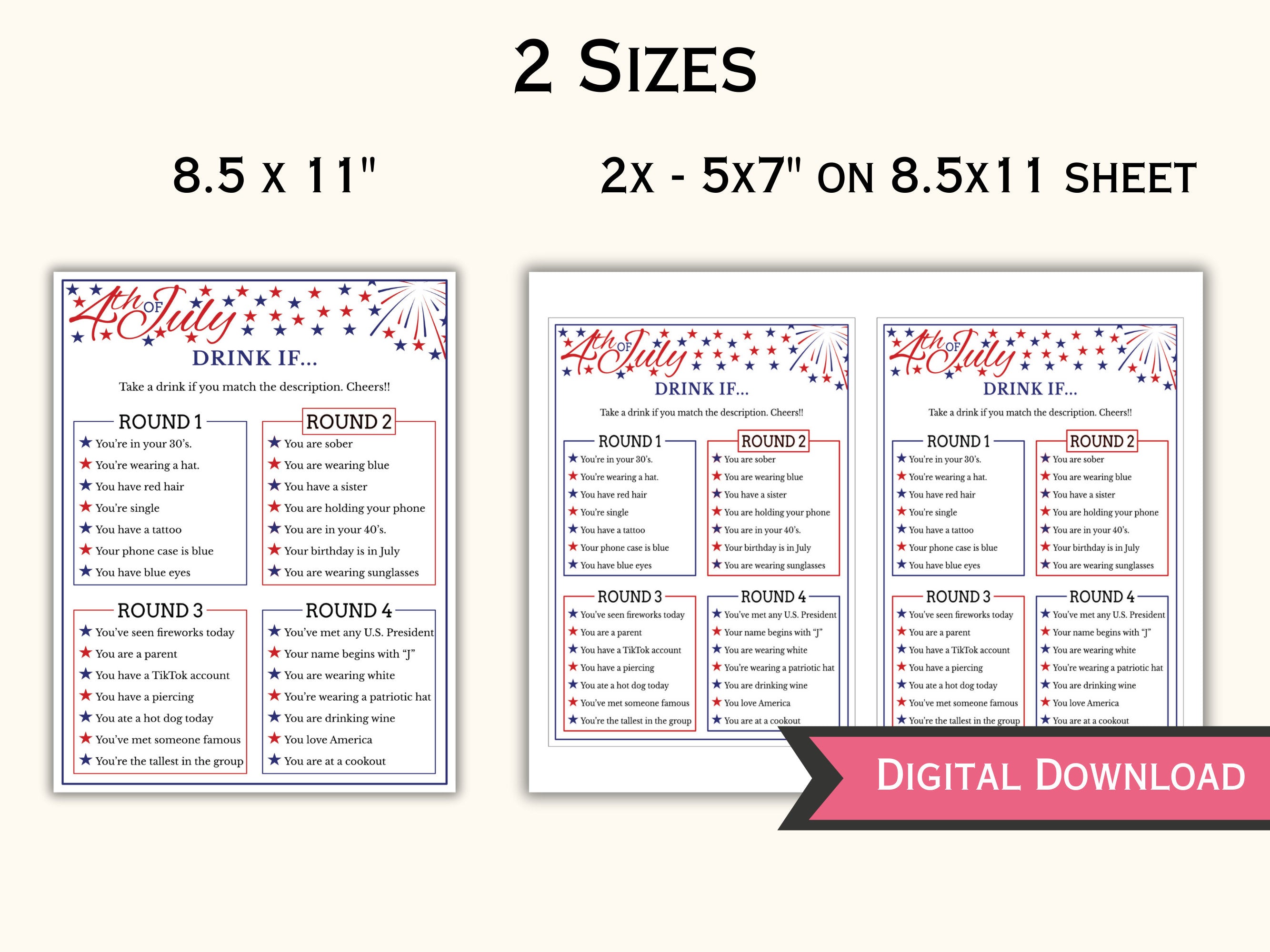 Printable Fourth of July Ice Breaker Party Games - 2 Pack