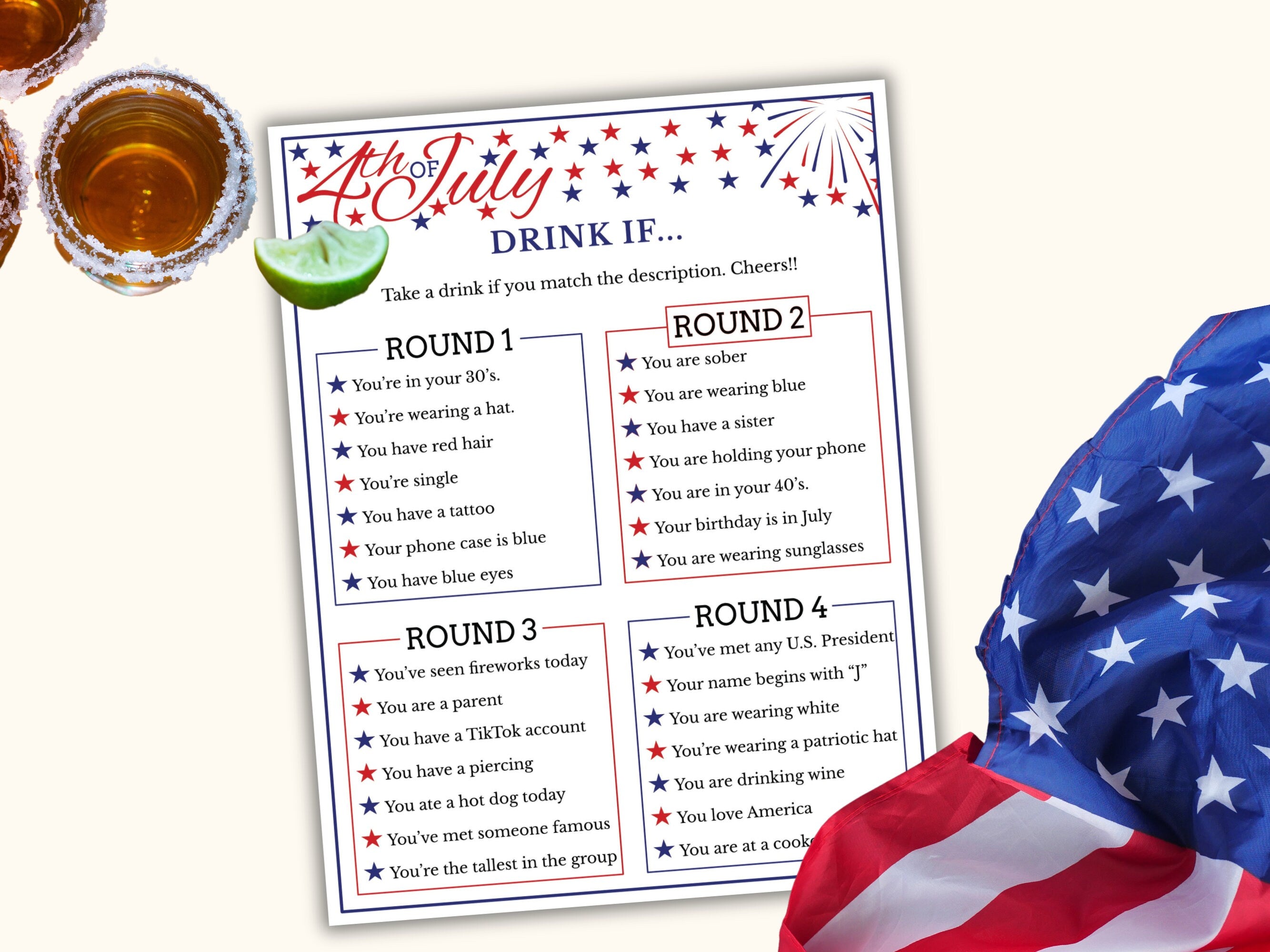Printable Fourth of July Ice Breaker Party Games - 2 Pack