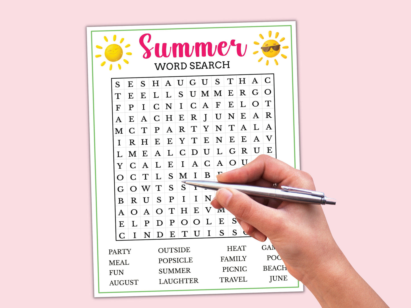 Summer Word Search Game