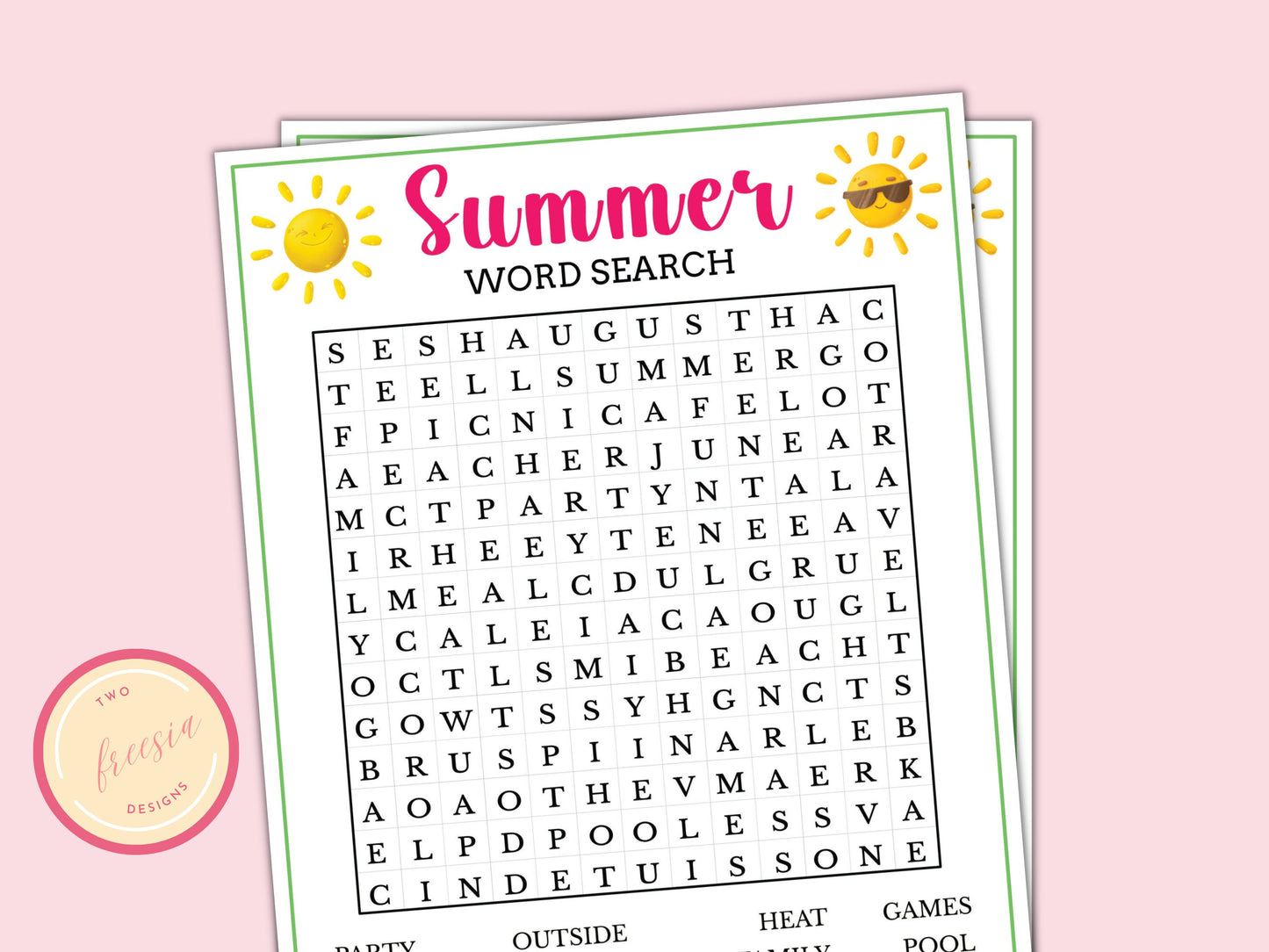 Summer Word Search Game