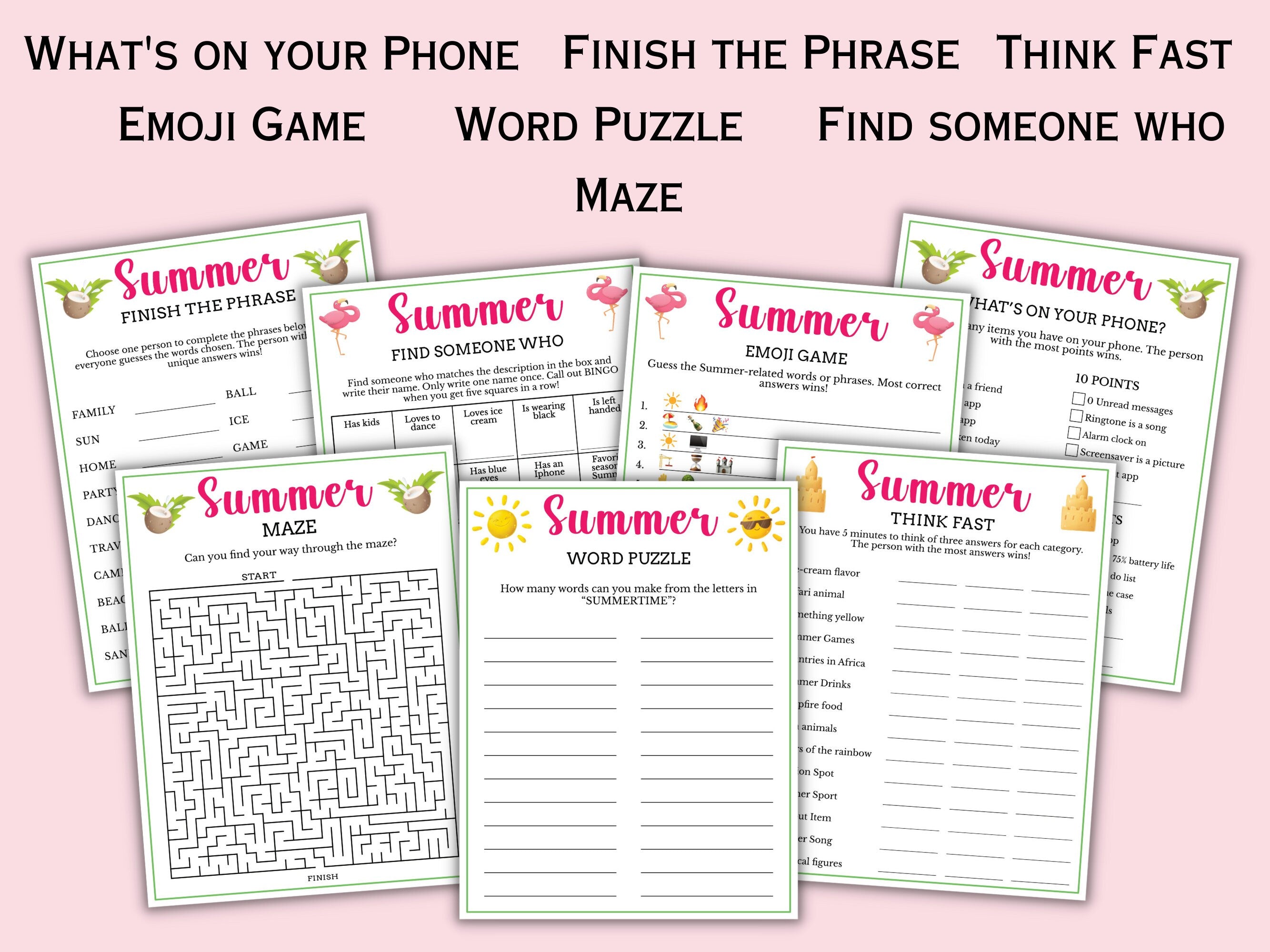 Summer Party - 27 Printable Games