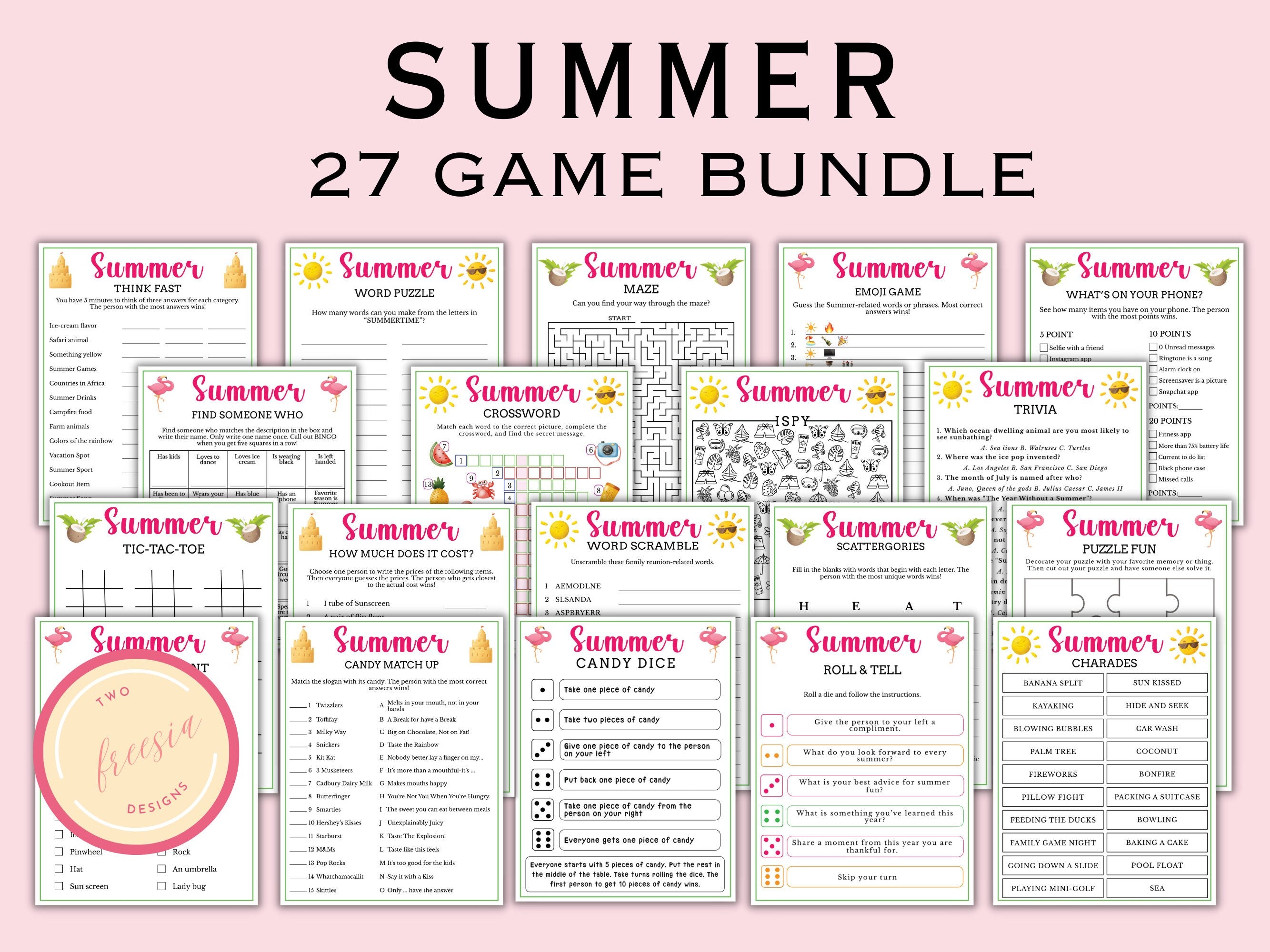Summer Party - 27 Printable Games