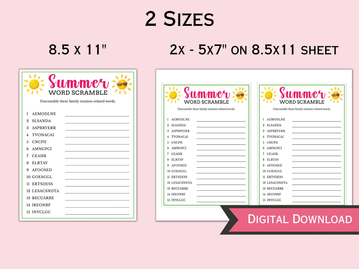 Printable Summer Game Bundle for Kids and Adult (12 Games)