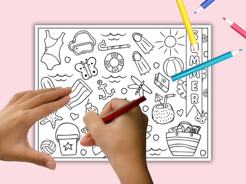 Printable Summer Doodle Coloring Pages