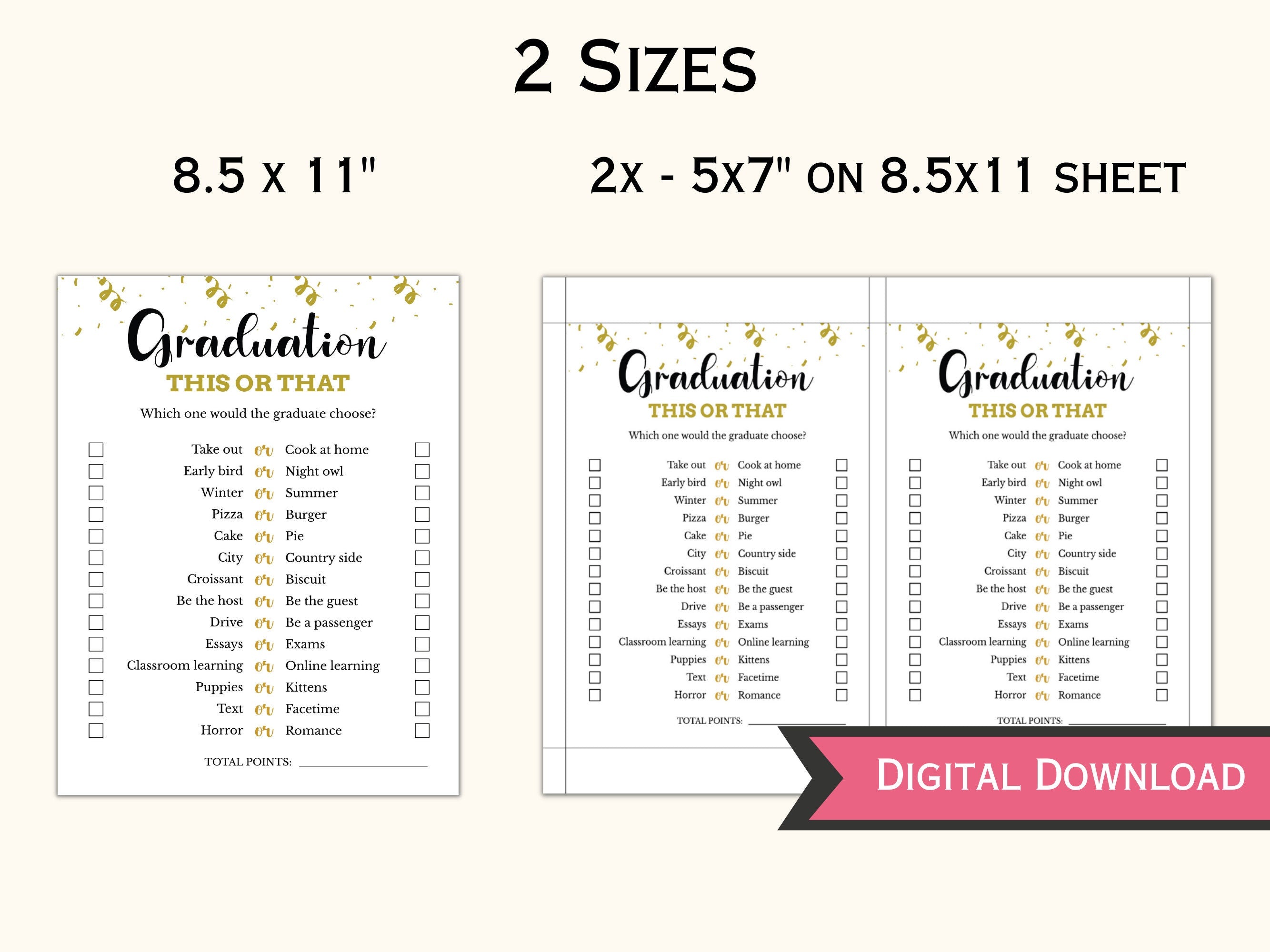 Graduation This or That Game