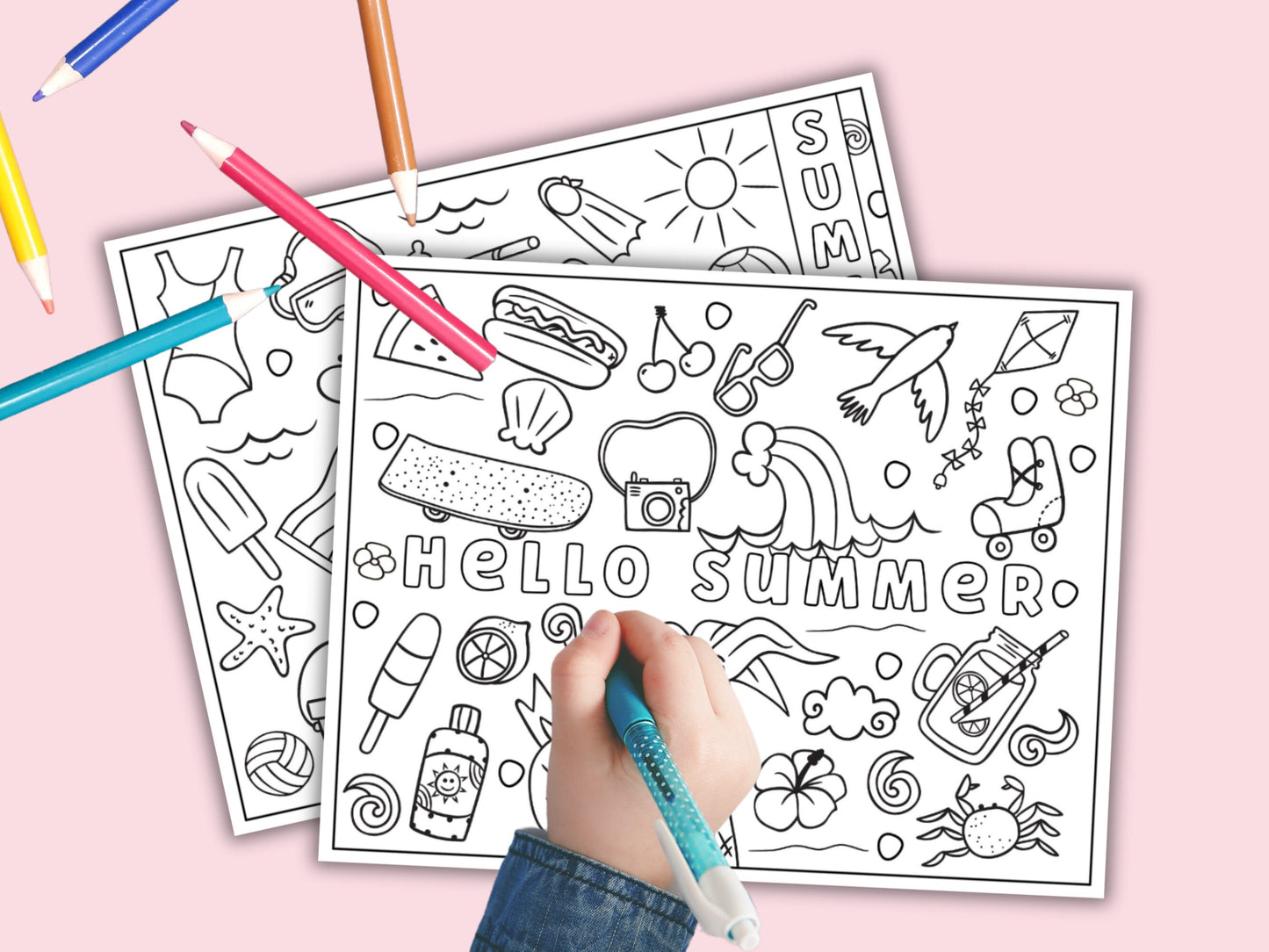 Printable Summer Doodle Coloring Pages