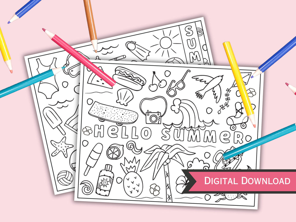 Printable Summer Doodle Coloring Pages