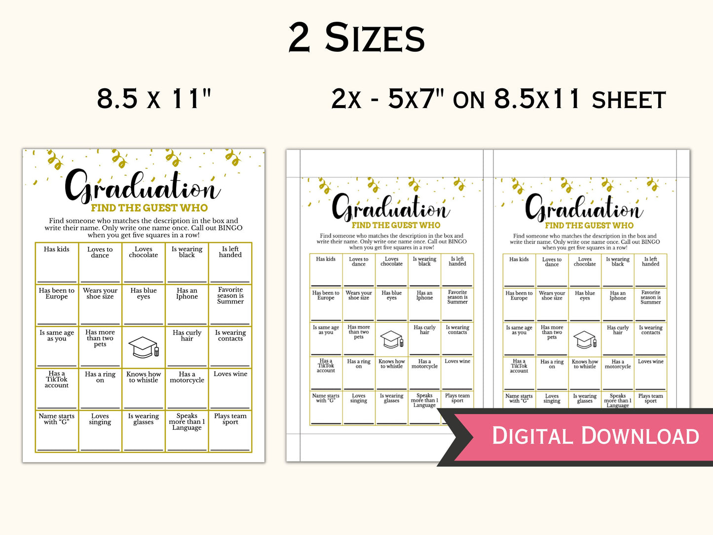 Graduation Find the Guest Bingo Game