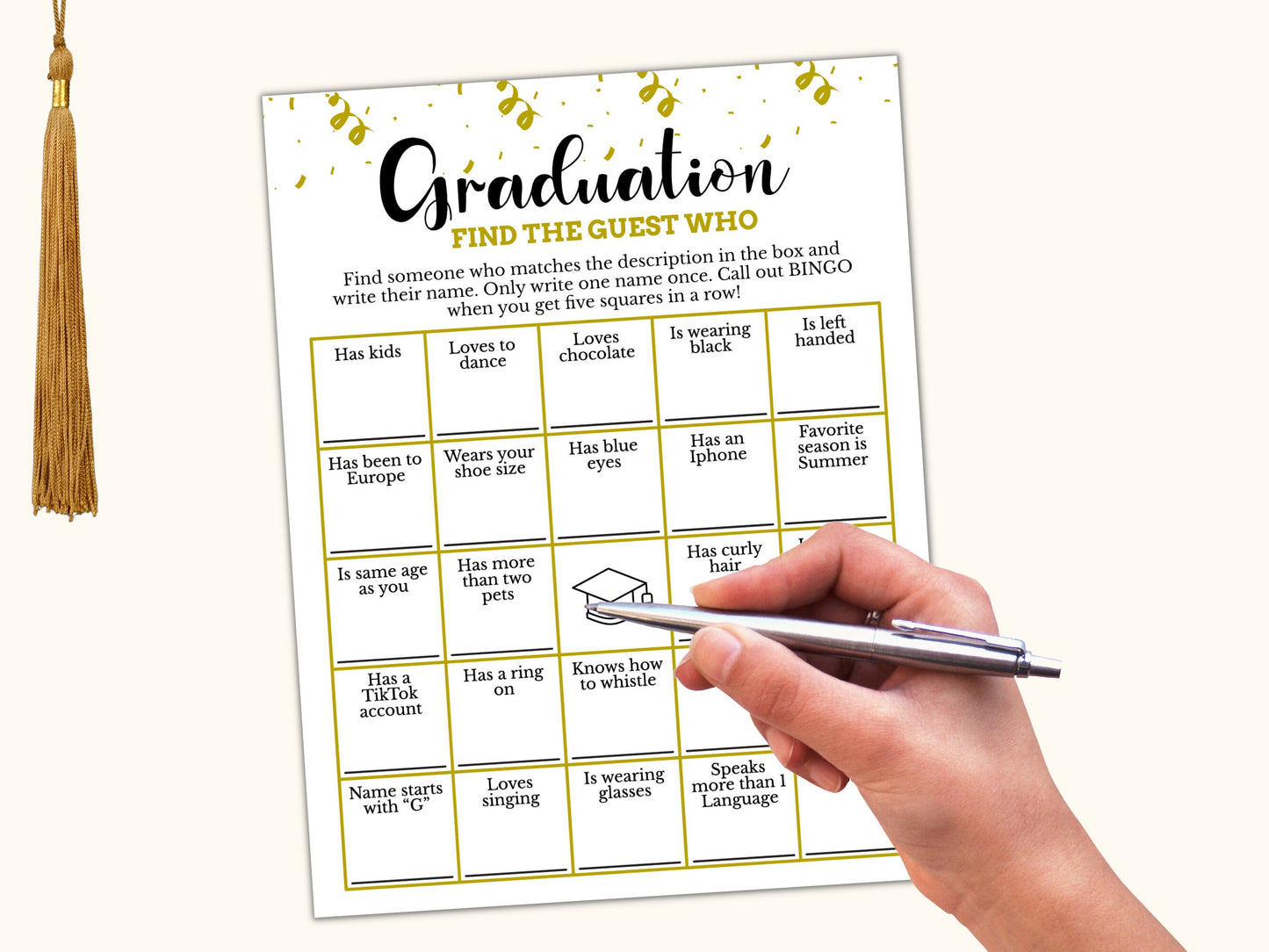 Graduation Find the Guest Bingo Game