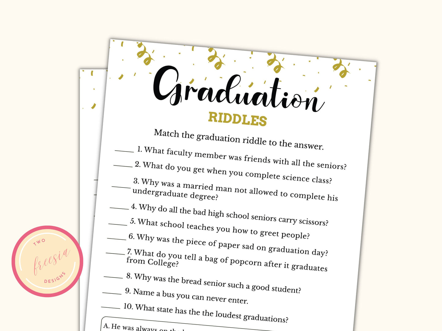 Graduation Riddles Game