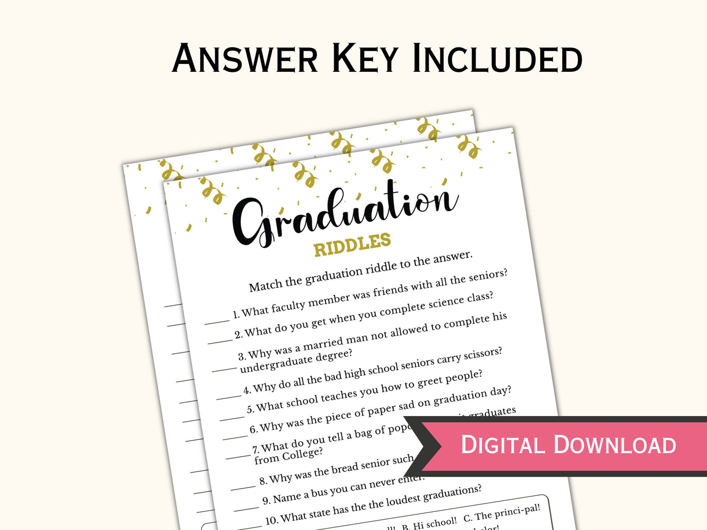 Graduation Riddles Game