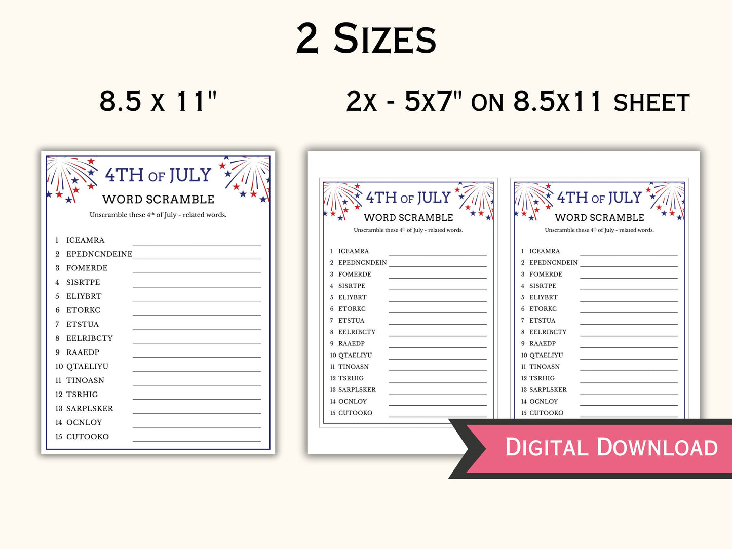 4th of July Games - 20 Printable Games
