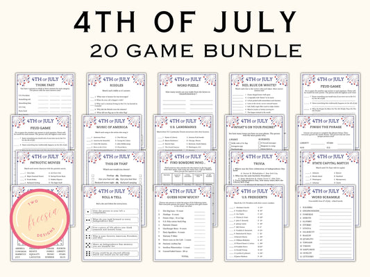 4th of July Games - 20 Printable Games