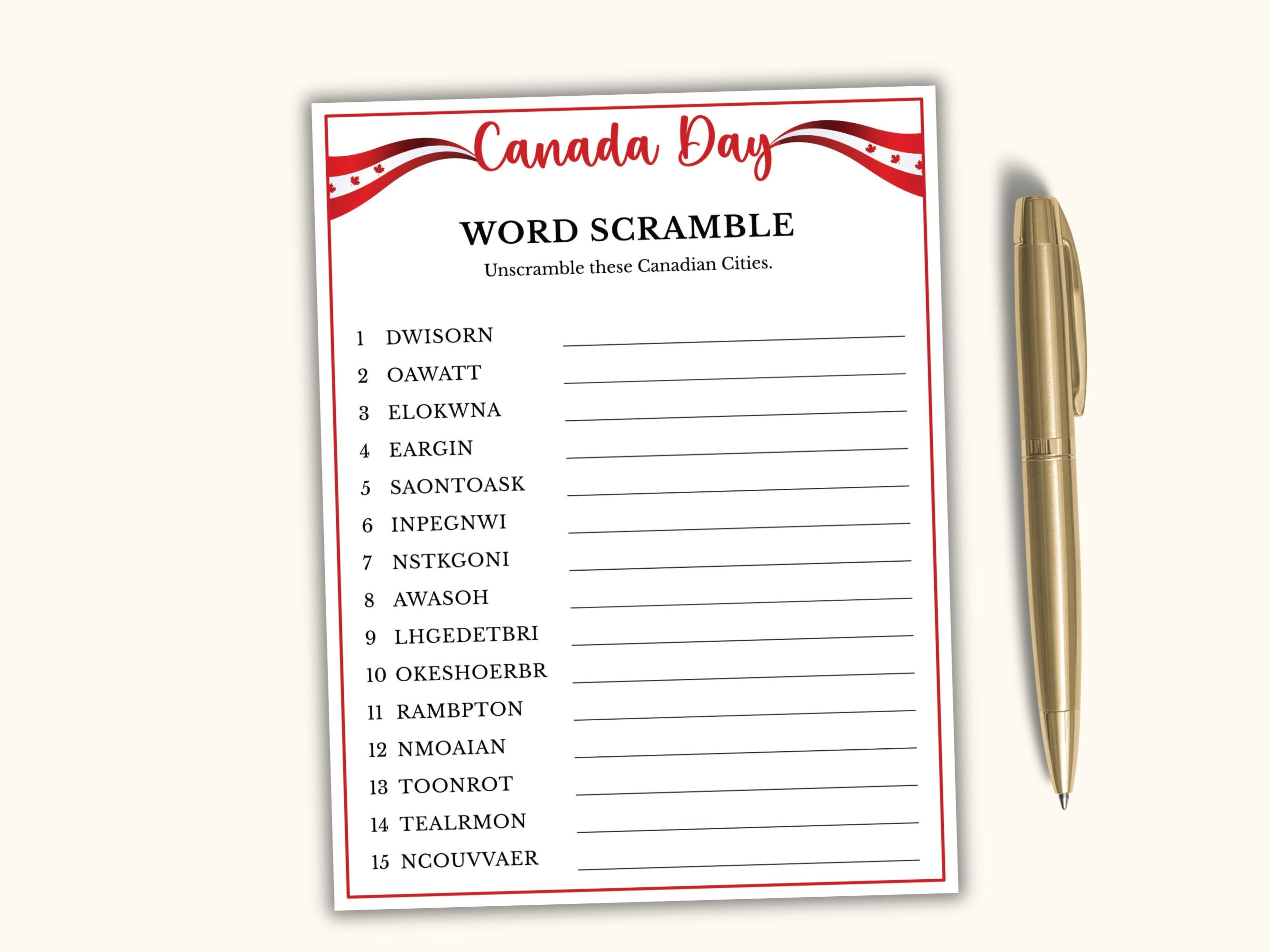 Canada Day Games - 30 Games