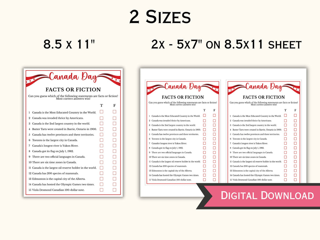 Canada Day Facts or Fiction Game