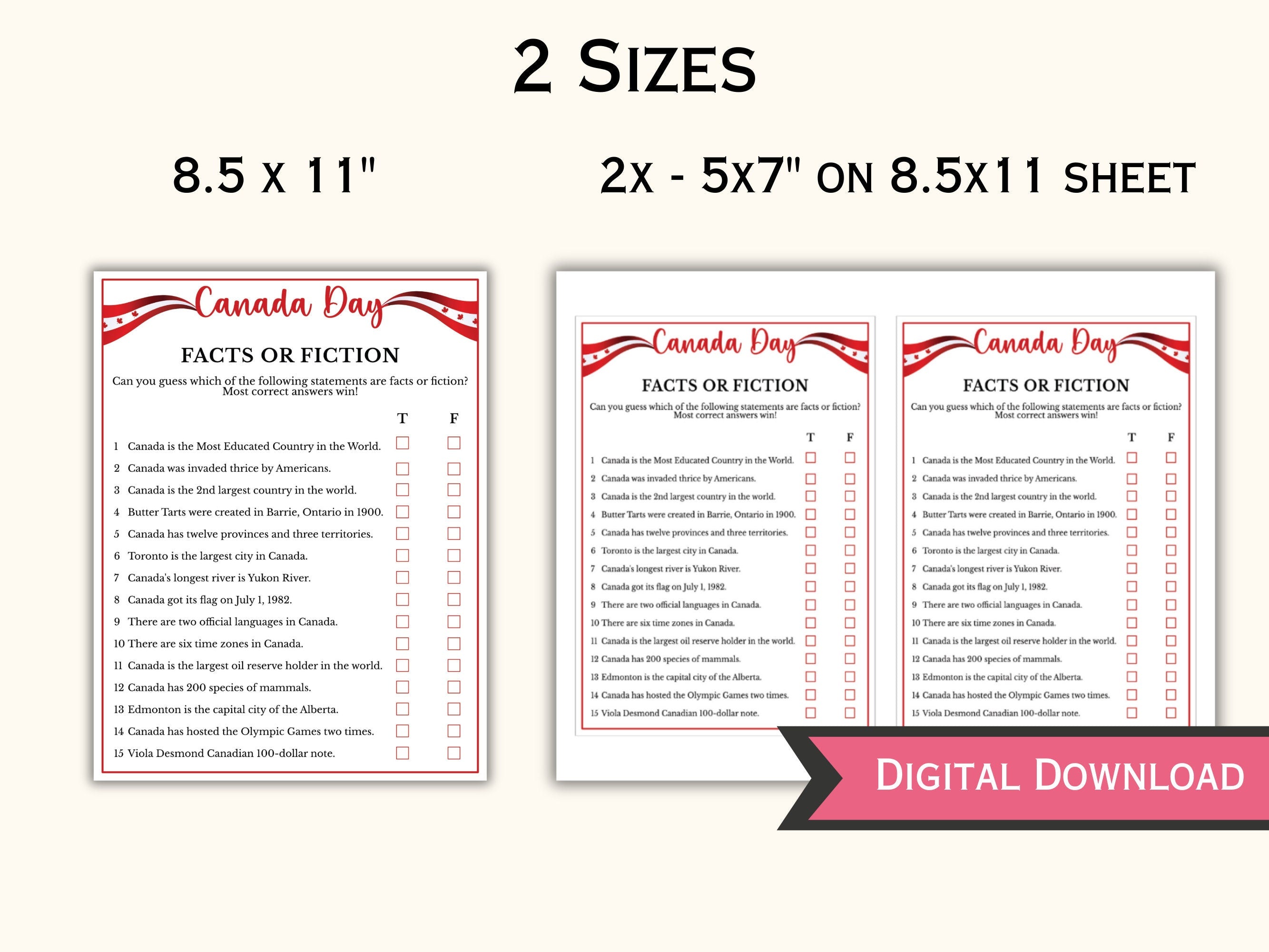 Canada Day Facts or Fiction Game