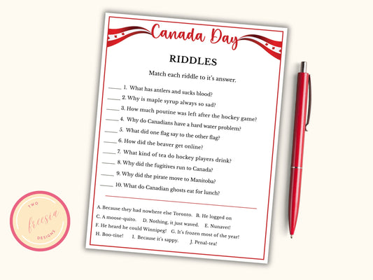 Canada Day Riddles Game