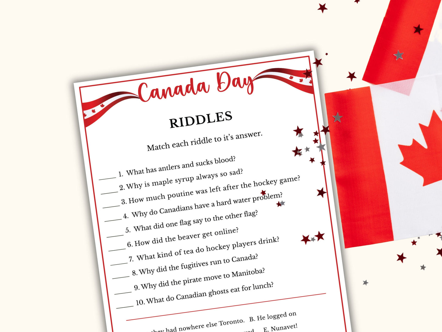 Canada Day Riddles Game