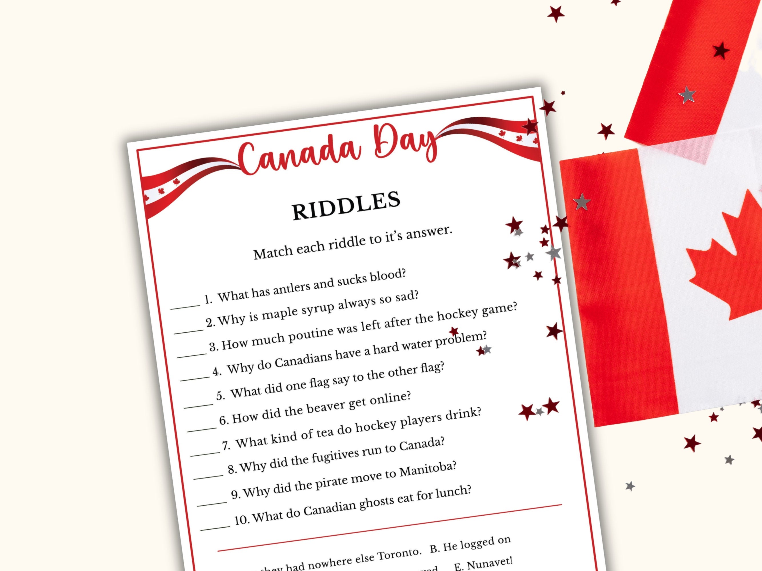 Canada Day Riddles Game