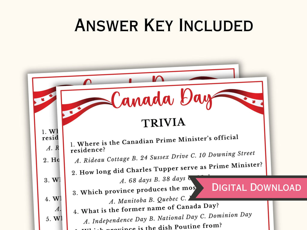 Canada Day Trivia Game