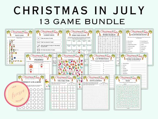 Christmas In July Games Printable - (13 Games)