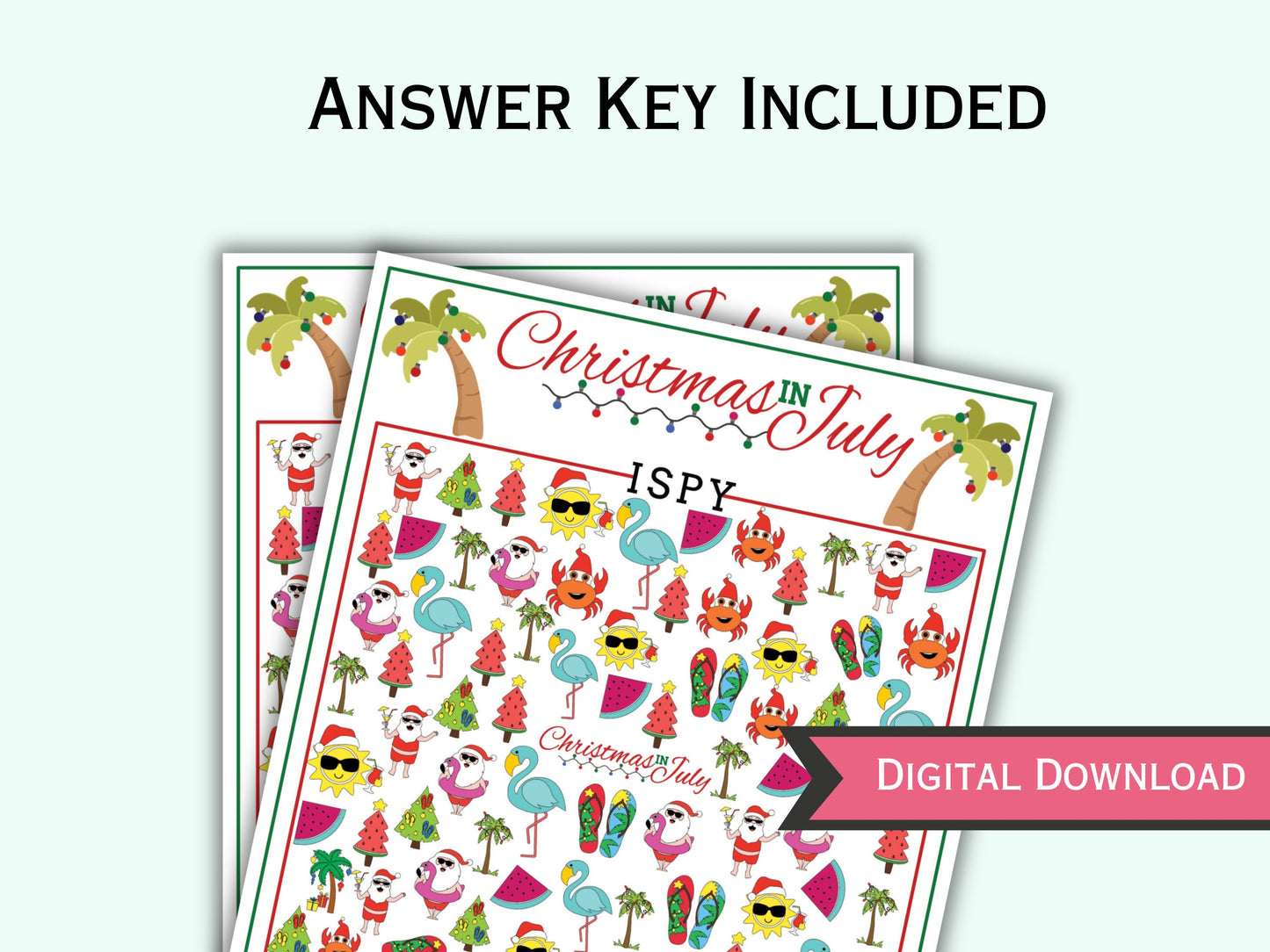 Christmas In July Games Printable - (13 Games)