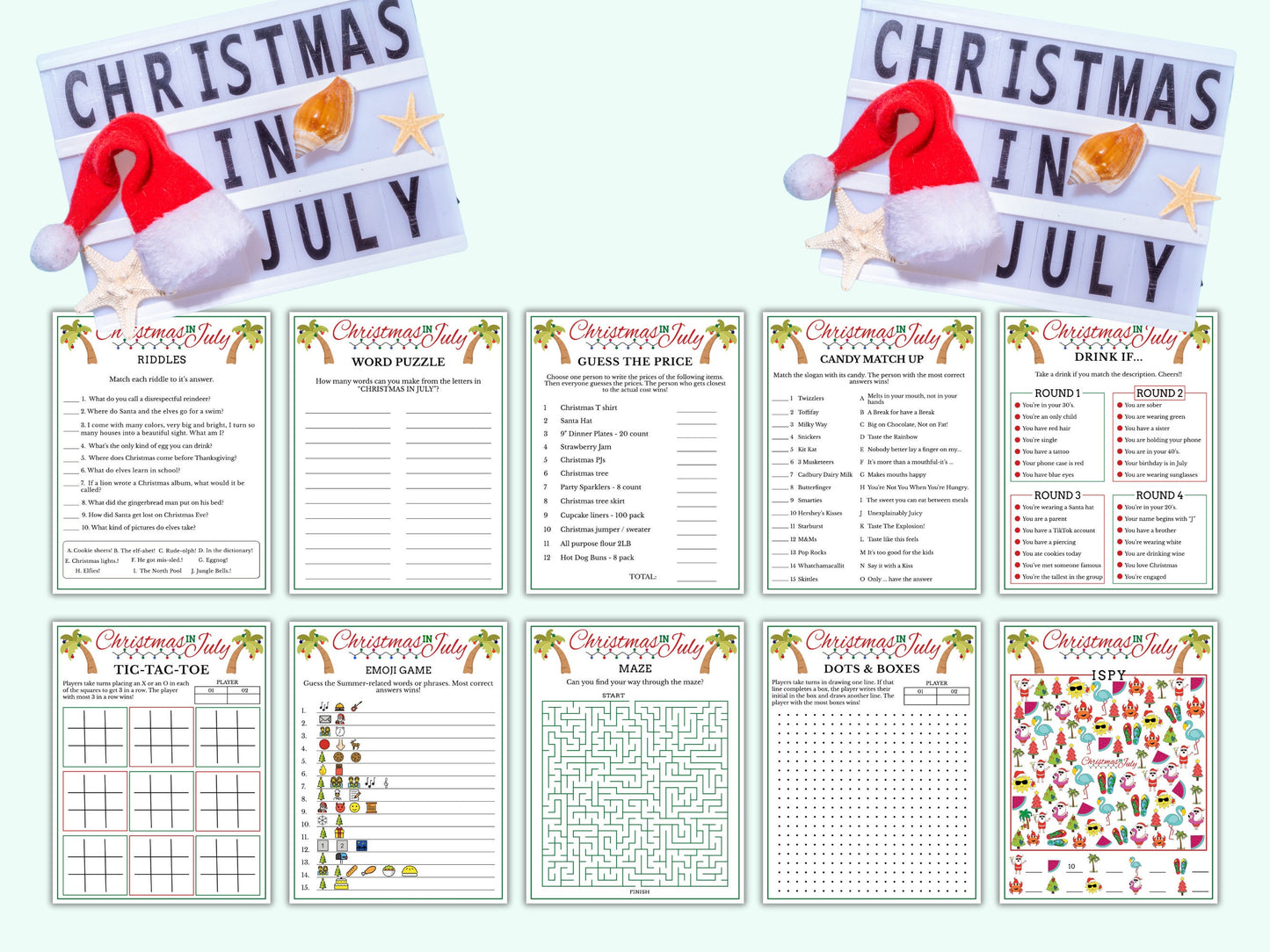 Christmas In July - 26 Printable Games