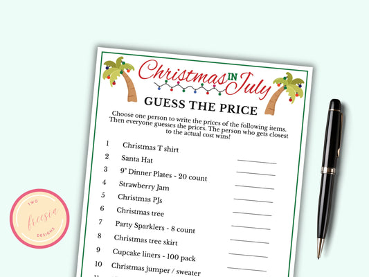 Christmas in July Guess the Price Game