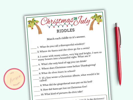 Christmas in July Riddles Game