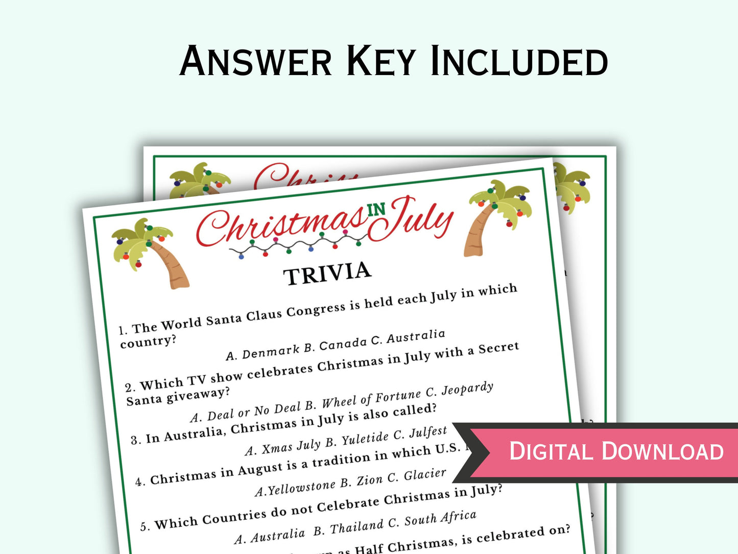 Christmas in July Trivia Game