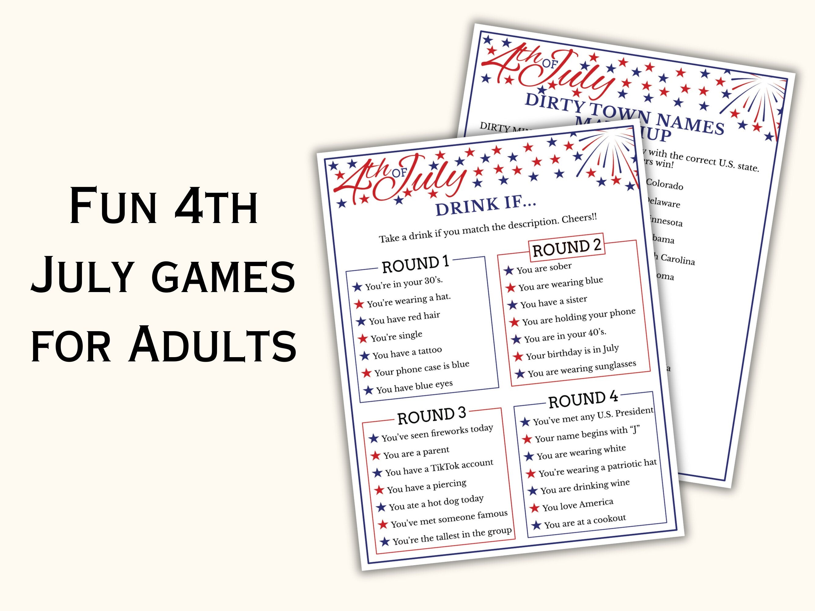 Printable Fourth of July Ice Breaker Party Games - 2 Pack